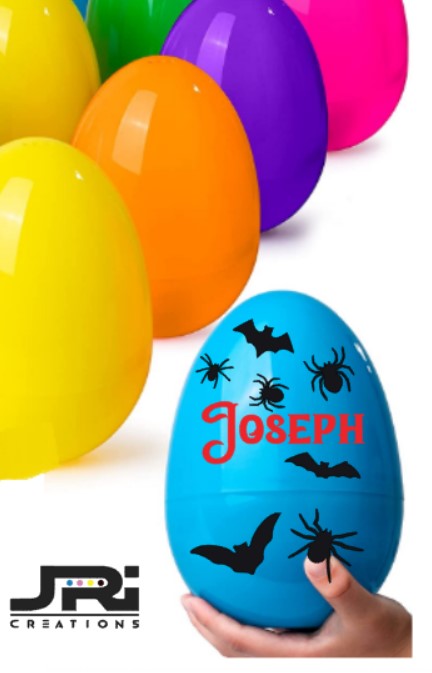 Personalised 7 Inch Halloween Egg Spider & Bats