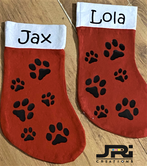 Personalised Christmas Stocking Dog / Cat Paw Print Design