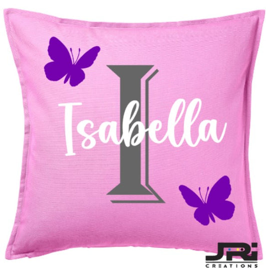 Personalised 50x50 Cushion Initial Name Butterfly Design