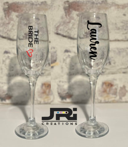 Vinyl Flute / Champagne Glass Hen Party The Bride