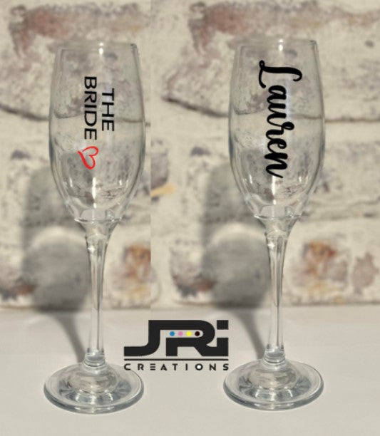 Vinyl Flute / Champagne Glass Hen Party The Bride