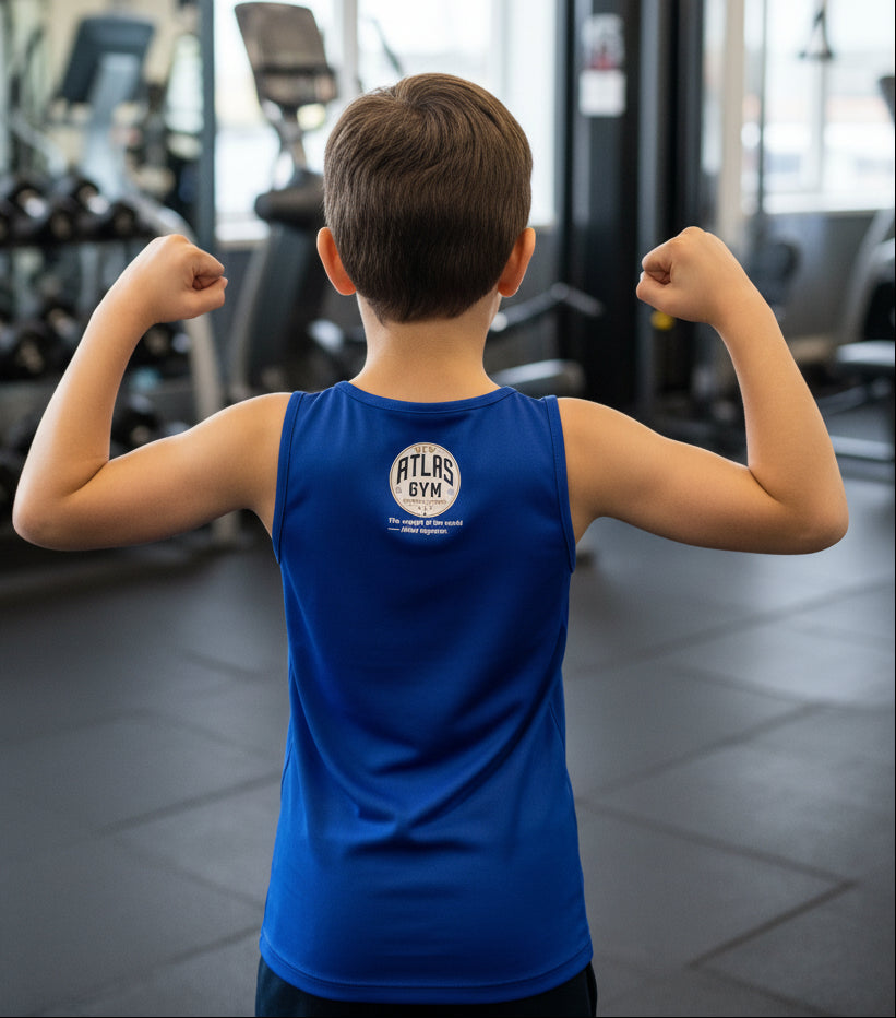 🏋️‍♂️ **New Atlas Gym** 🏋️‍♂️Official Merchandise Cool Gym Tank Top Breathable Vest ( Royal Blue )