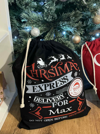 🎅Personalised Large Christmas Express Delivery Bag Sack 38x49cm