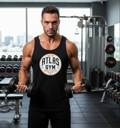 🏋️‍♂️ **New Atlas Gym** 🏋️‍♂️Official Merchandise Cool Gym Tank Top Breathable Vest ( Black )