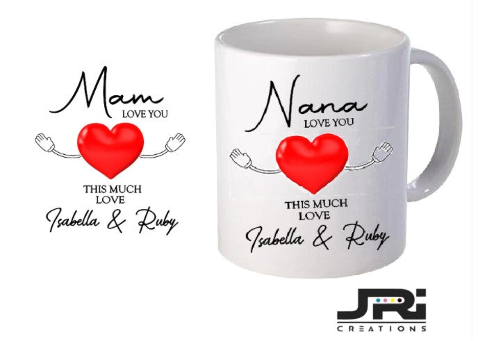 Personalised 'I Love You This Much' Mug – Custom Mother's Day Gift from Kids – Cute Mum, Mummy or Grandma Present