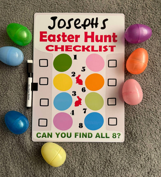 Easter Egg Hunt A4 Whiteboard & 8 Plastic Eggs Can You Find Them