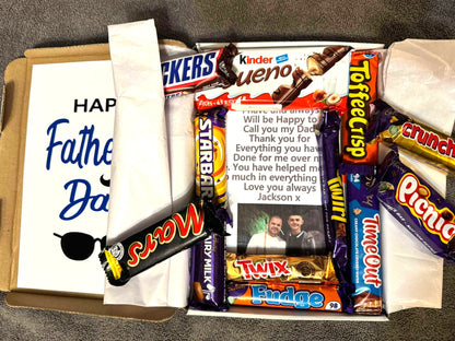 Father's Day! Chocolate Sweet Selection Box With A Personalised Hidden / Secret Message & Image