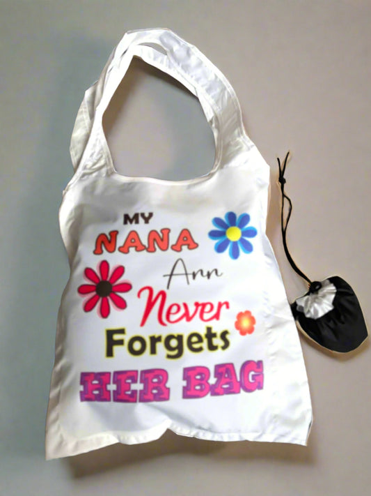Printed Compact Shopper White Never Forgets Her Shopping Bag