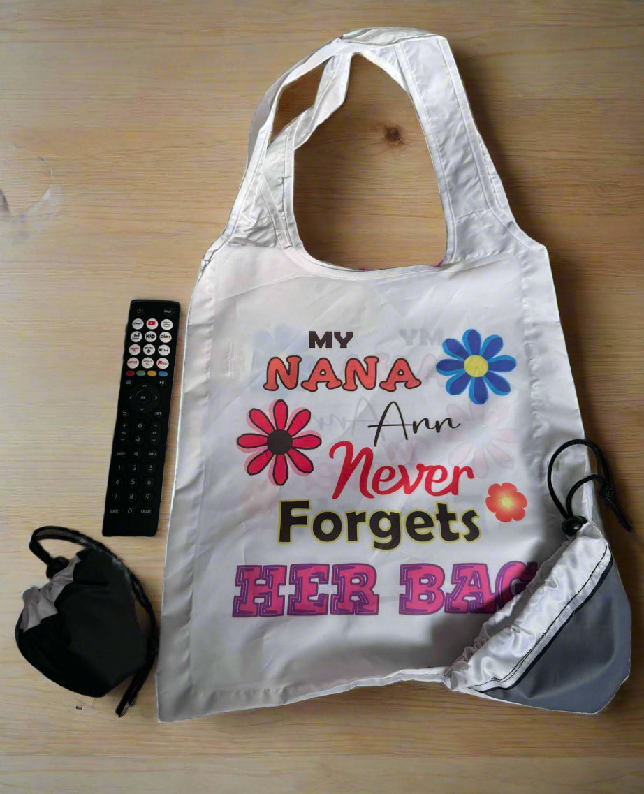 Printed Compact Shopper White Never Forgets Her Shopping Bag