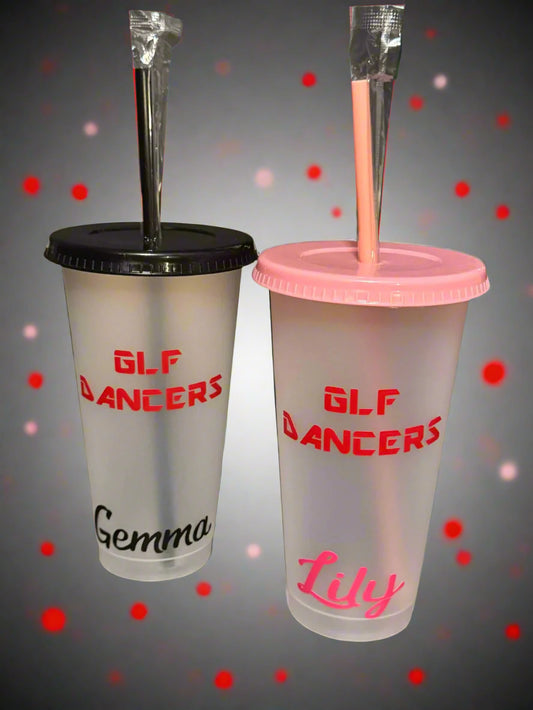 GLF Official Plastic Cold Cup Drink Bottle,Lid,Straw Various Colour