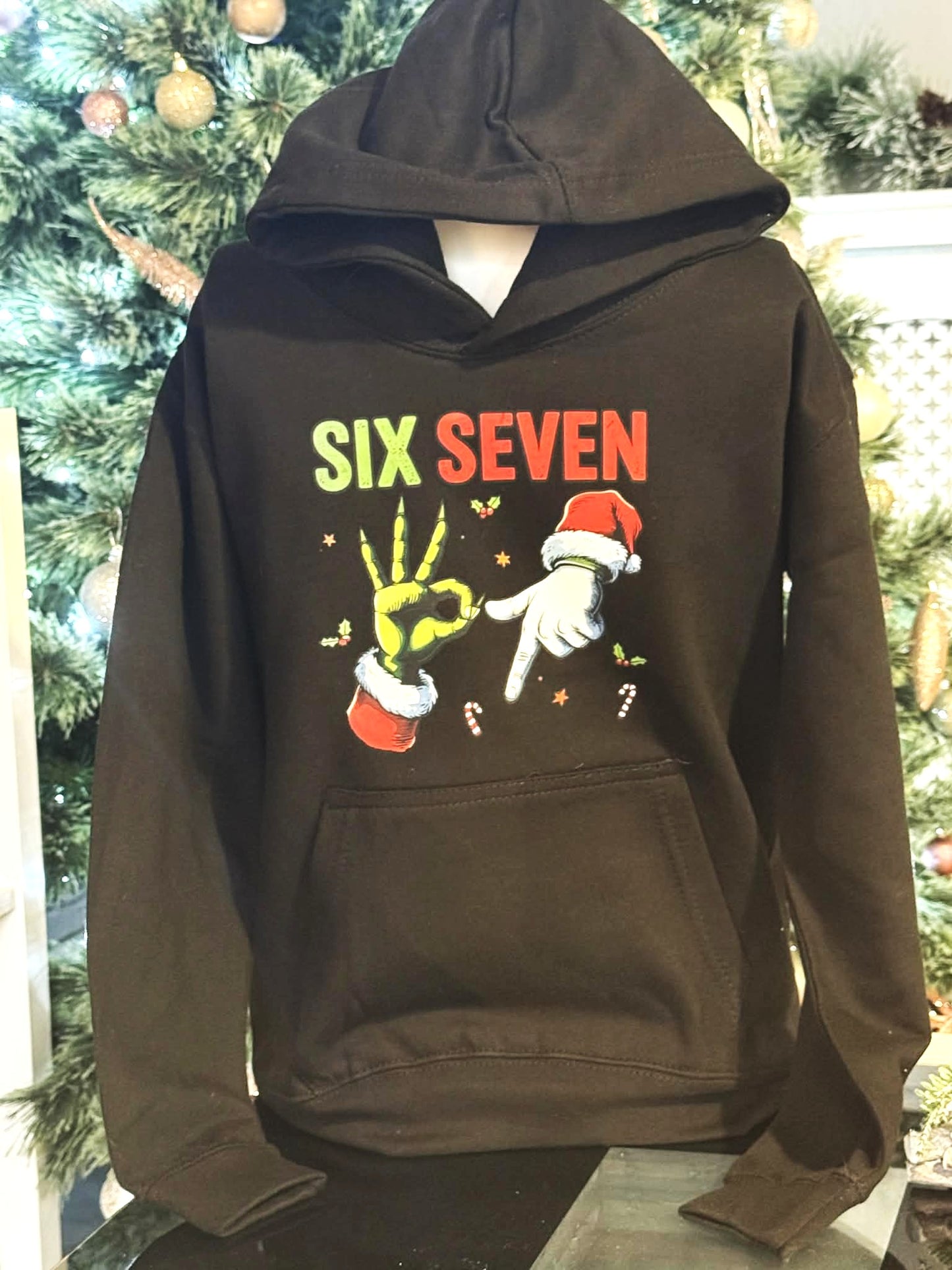 🎅Christmas Personalised Kids/Adult Family Hoodie🎄SIX SEVEN Santa & Grinch 67 Hooded Sweatshirt ⭐