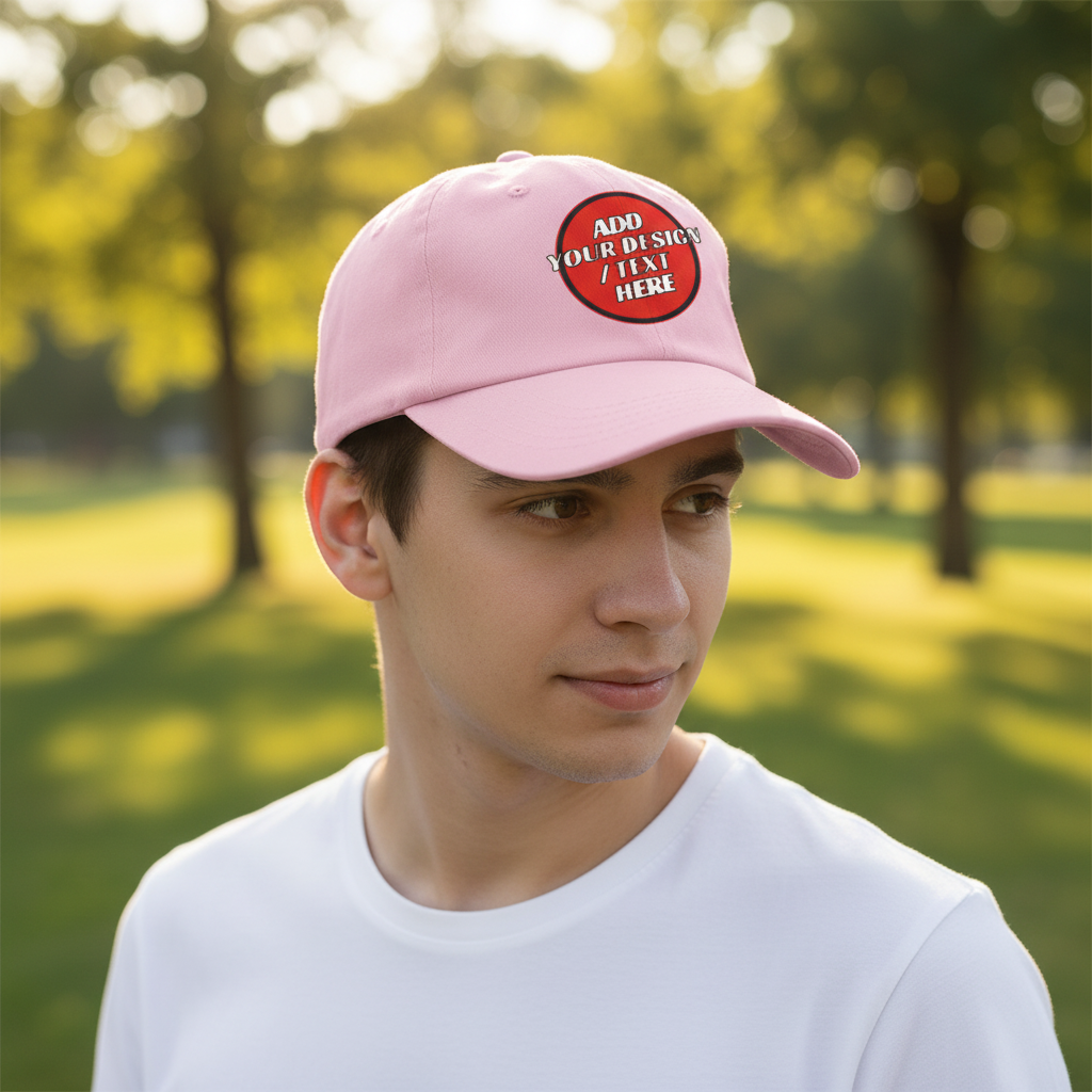 🫟 Design Your Own Baby Pink Cap ( One Size )