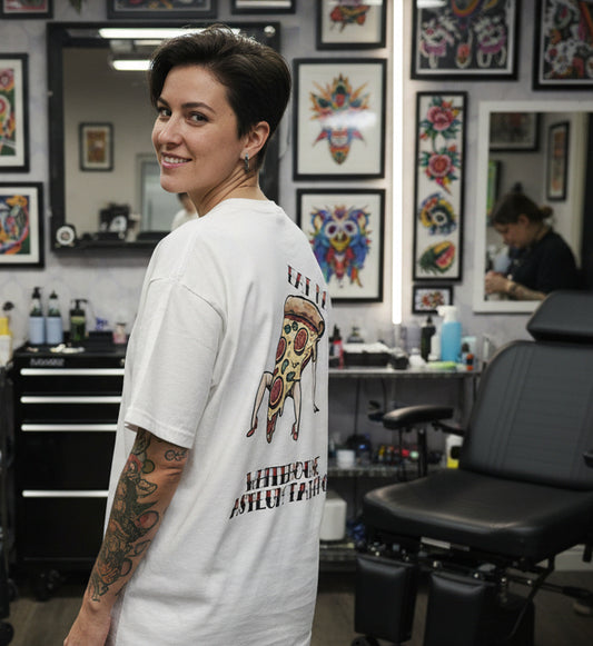 Official Whitehouse Asylum Tattoos Merchandise T-Shirt Eat Me ( Pizza )
