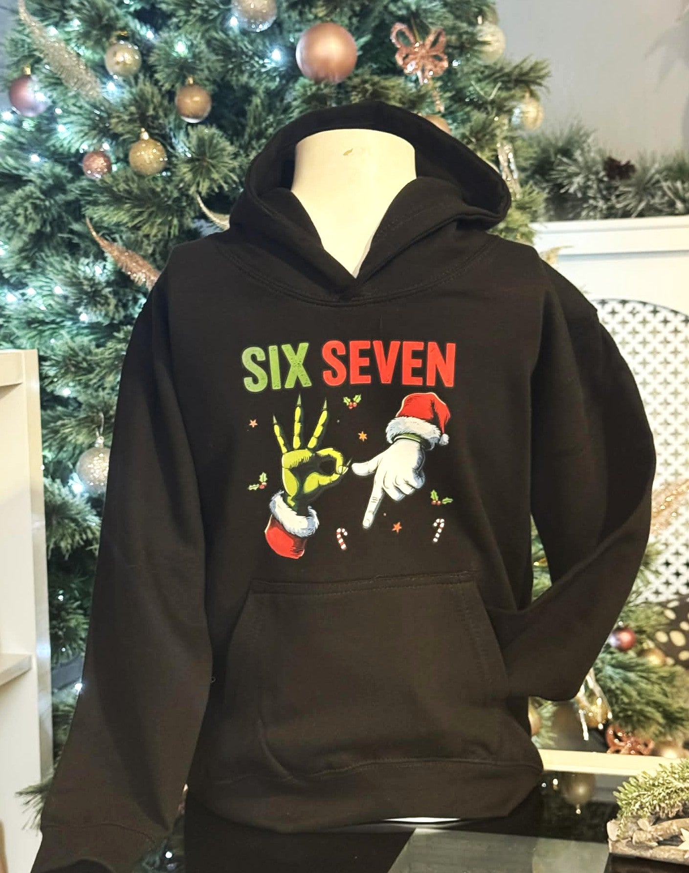 🎅Christmas Personalised Kids/Adult Family Hoodie🎄SIX SEVEN Santa & Grinch 67 Hooded Sweatshirt ⭐