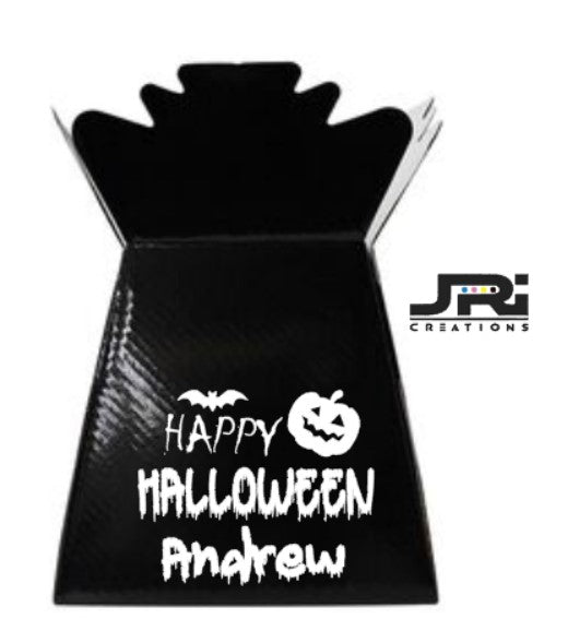 Personalised Bouquet Box Decal Only Happy Halloween + Name