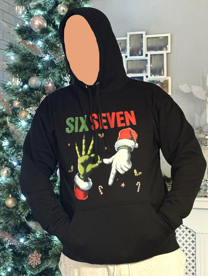 🎅Christmas Personalised Kids/Adult Family Hoodie🎄SIX SEVEN Santa & Grinch 67 Hooded Sweatshirt ⭐