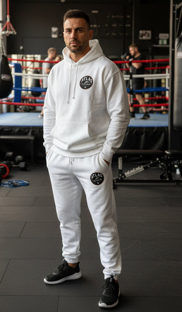 Adult Tracksuit Cotton Hoodie & Joggers 280GSM ( White )🥊