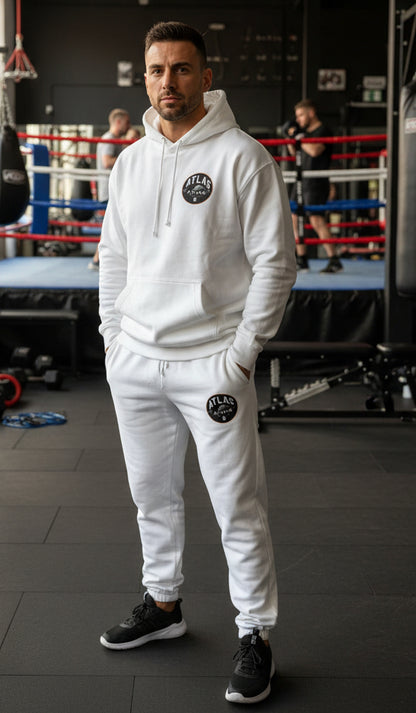 Adult Tracksuit Cotton Hoodie & Joggers 280GSM ( White )🥊