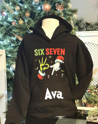 🎅Christmas Personalised Kids/Adult Family Hoodie🎄SIX SEVEN Santa & Grinch 67 Hooded Sweatshirt ⭐