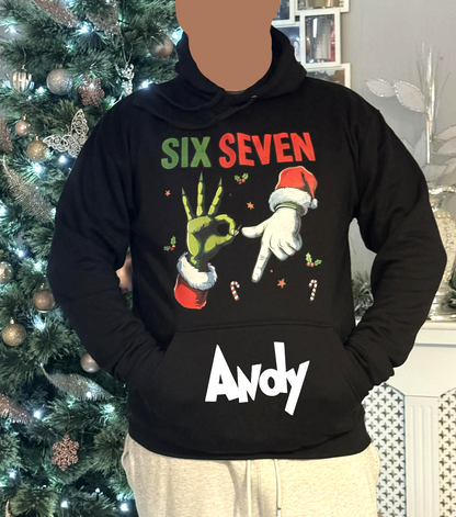 🎅Christmas Personalised Kids/Adult Family Hoodie🎄SIX SEVEN Santa & Grinch 67 Hooded Sweatshirt ⭐