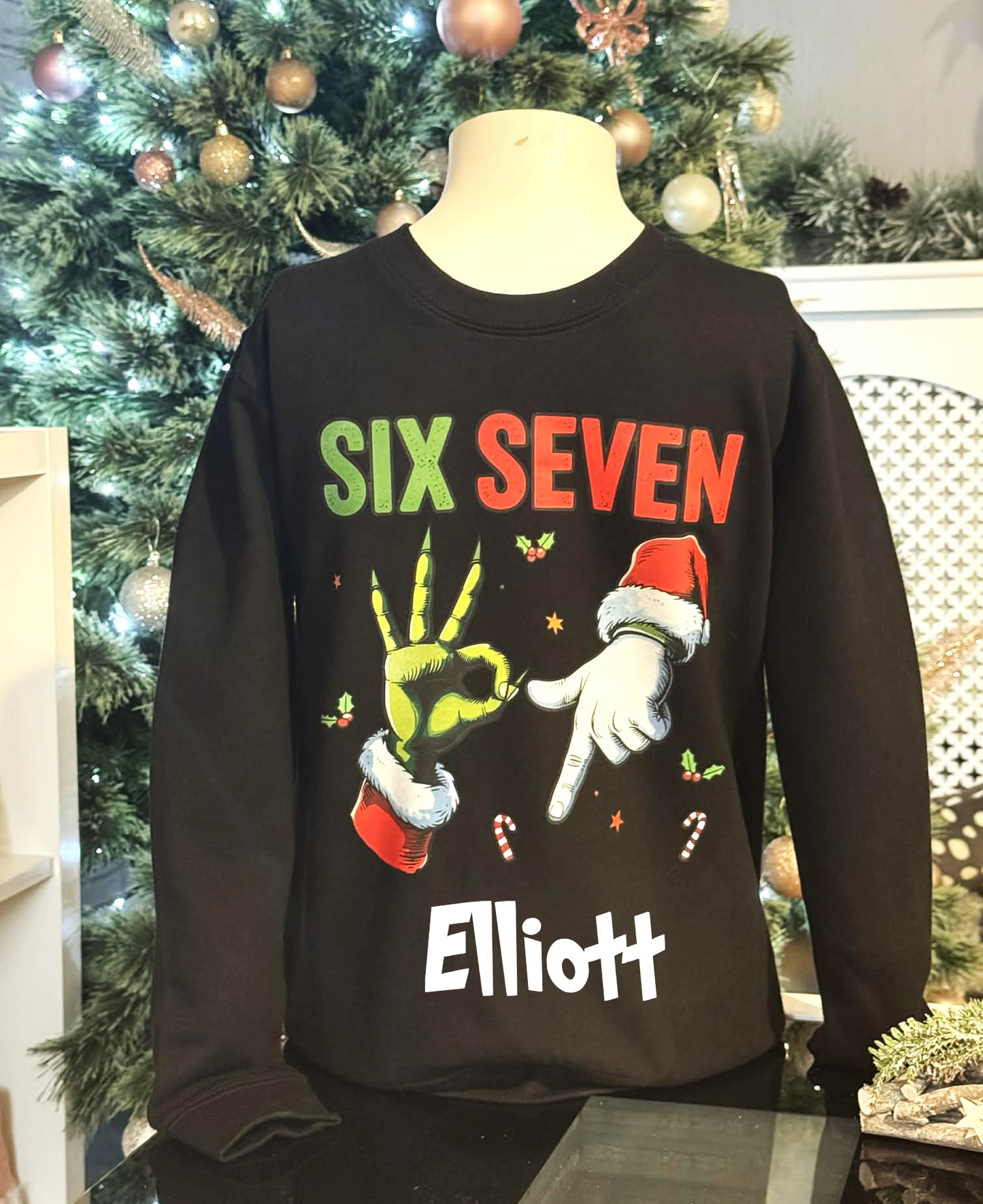 🎅Christmas Personalised Kids/Adult Family Jumper🎄SIX SEVEN Santa & Grinch 67 Sweatshirt ⭐