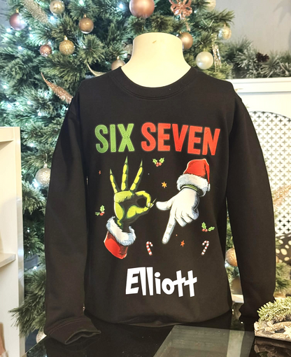 🎅Christmas Personalised Kids/Adult Family Jumper🎄SIX SEVEN Santa & Grinch 67 Sweatshirt ⭐