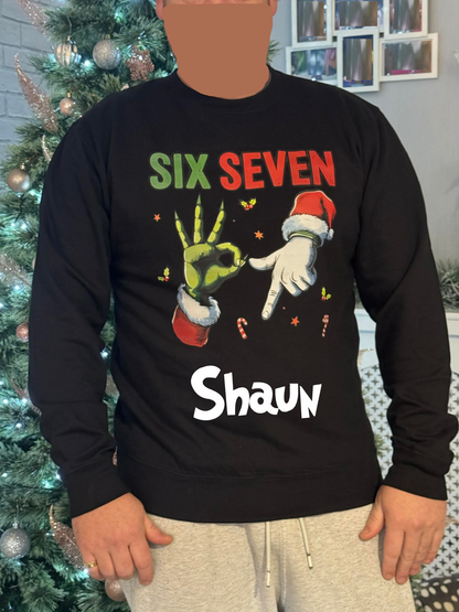 🎅Christmas Personalised Kids/Adult Family Jumper🎄SIX SEVEN Santa & Grinch 67 Sweatshirt ⭐