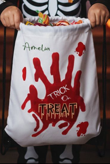 Halloween Printed Drawstring Bag Halloween Bloody Hand Design
