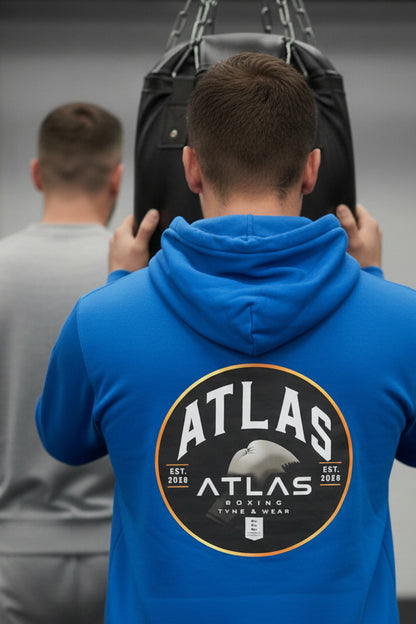 🥊 **Atlas Boxing ** 🥊Official Merchandise Soft Cotton 280GSM Gym Hoodie ( Royal Blue )