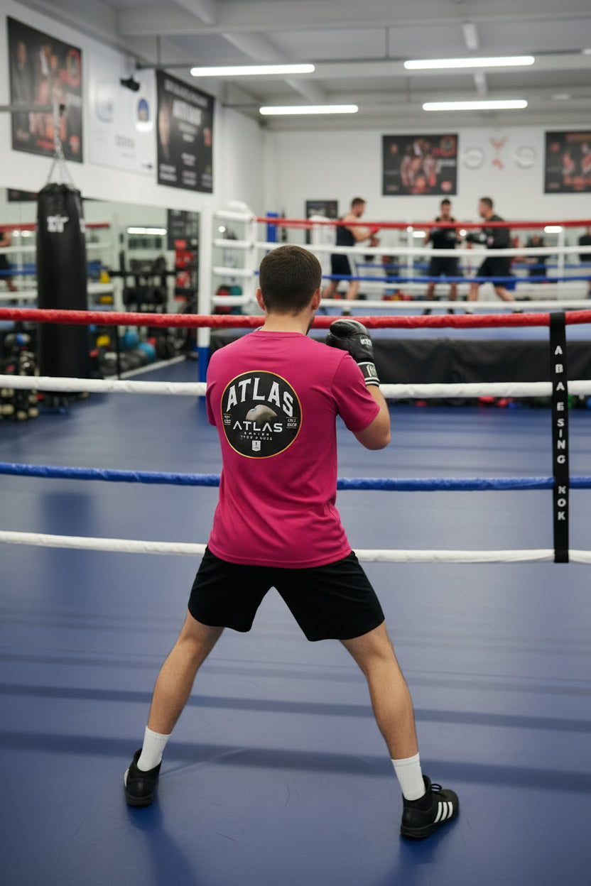 🥊 **Atlas Boxing ** 🥊 Official Merchandise Cool Gym Breathable T-Shirt ( Pink )