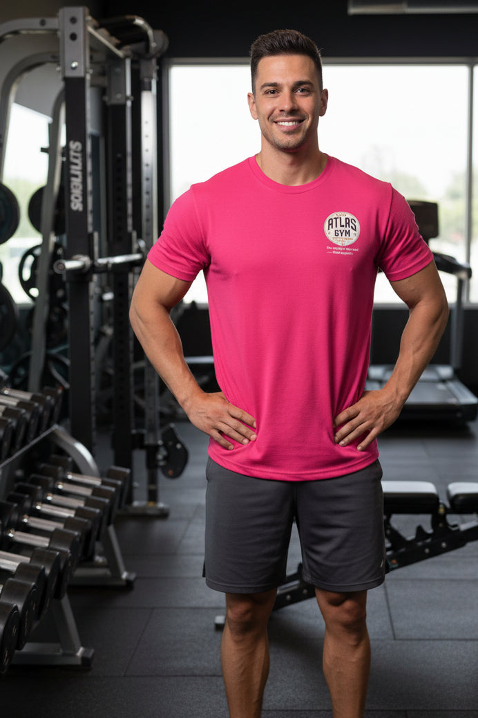 🏋️‍♂️ **New Atlas Gym** 🏋️‍♂️Official Merchandise Heavy Cotton T-Shirt ( Pink )