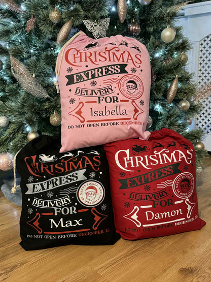 🎅Personalised Large Christmas Express Delivery Bag Sack 38x49cm