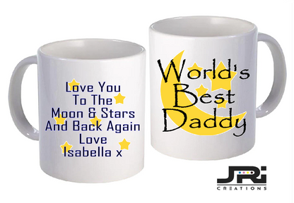 World's Best Dad Mug | Moon & Stars Print, Father's Day Gift for Dad, Daddy, Stepdad