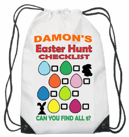 Personalised Printed Easter Hunt Game Drawstring Bag
