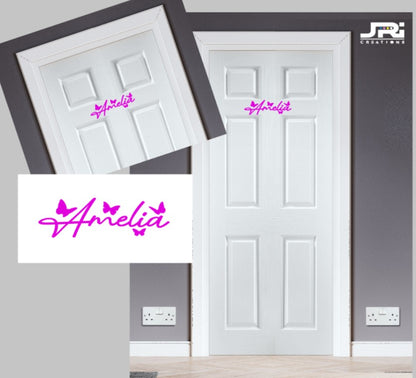 Personalised Bedroom Door Decal / Sticker Butterfly Name
