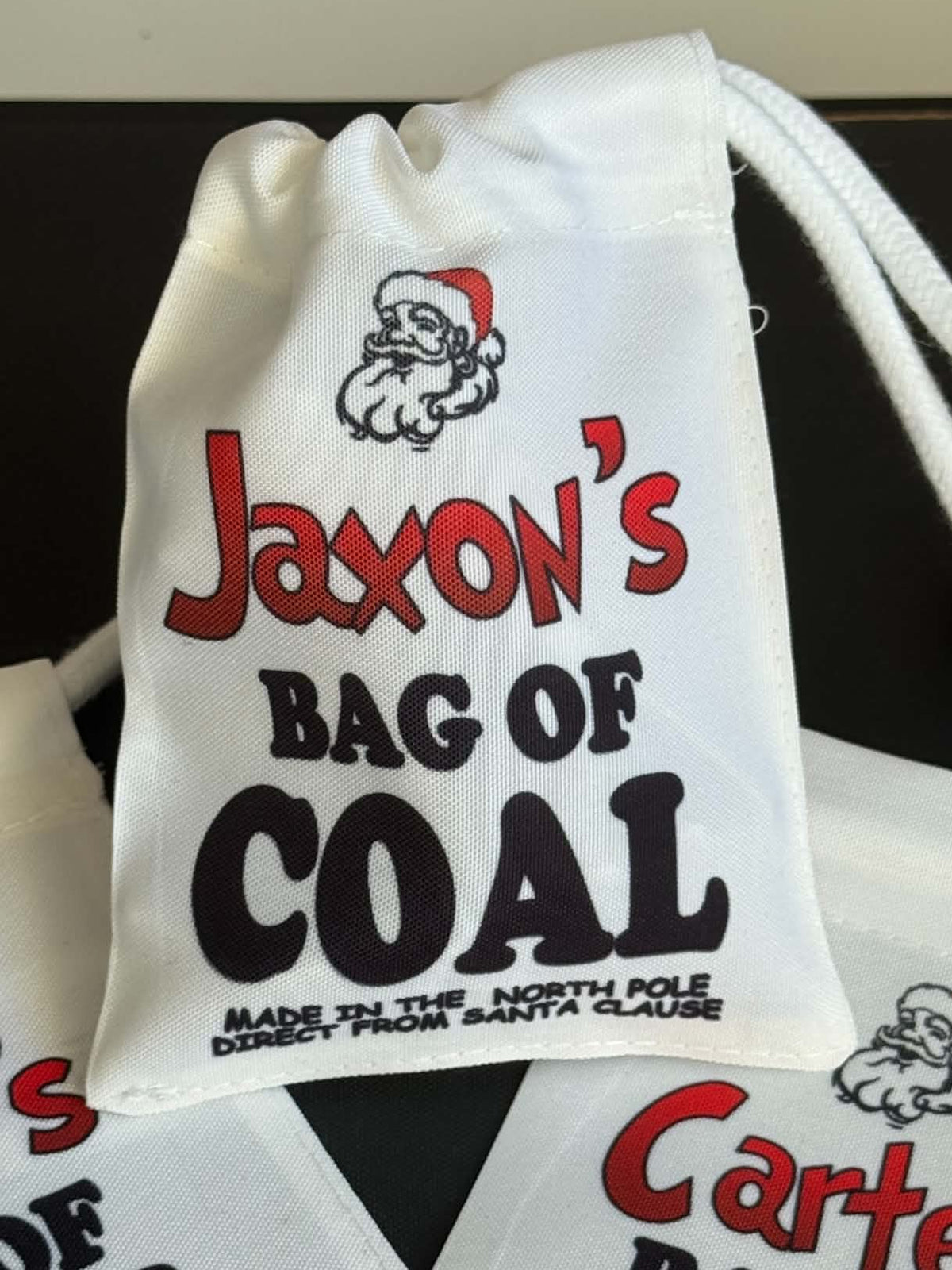 Printed Christmas Mini Stuff Bag Of Coal Drawstring Sack