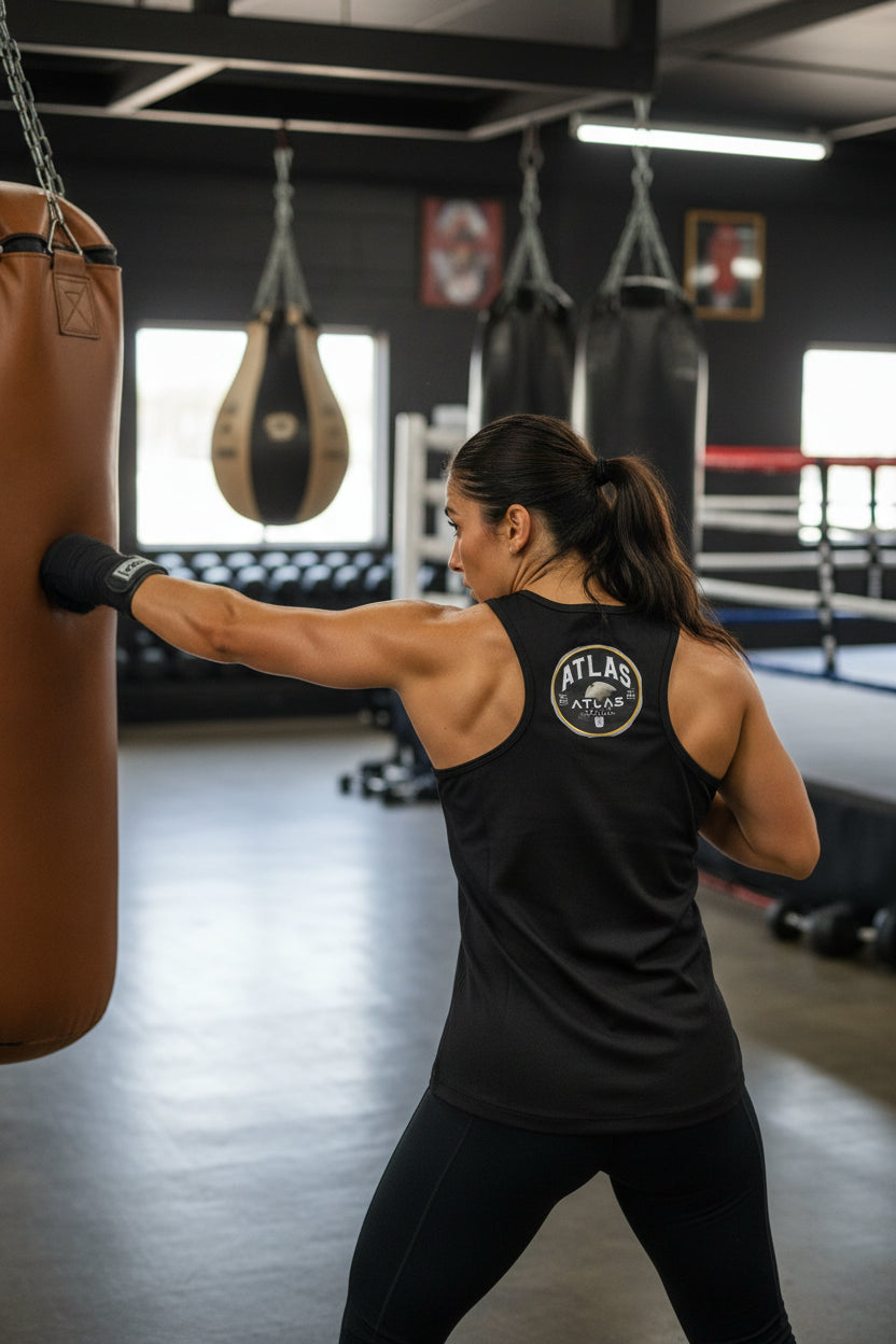 Ladies Cool Gym Tank Top Breathable Vest ( Black )🥊