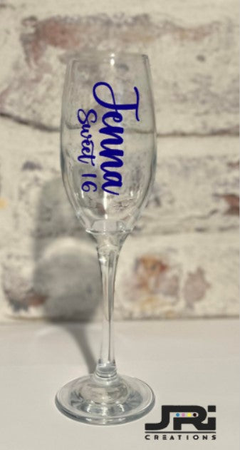 Vinyl Flute/ Champagne Glass Name Sweet Birthday