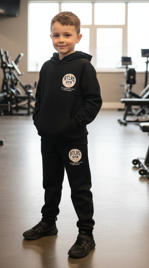 Kid's/Adult Tracksuit Cotton Hoodie & Joggers 280GSM ( Black ) 🏋️‍♀️