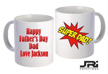 Personalised Super Dad Mug | Custom Father's Day Gift for Him | Superhero Coffee Cup