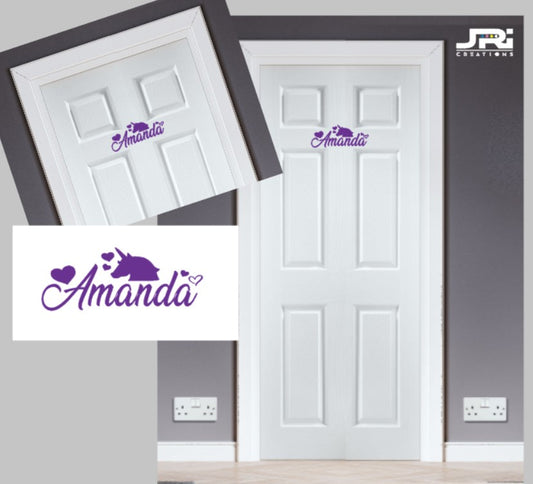 Personalised Bedroom Door Decal / Sticker Unicorn Name
