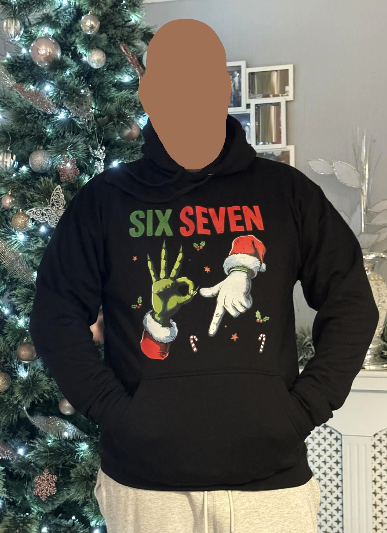 🎅Christmas Personalised Kids/Adult Family Hoodie🎄SIX SEVEN Santa & Grinch 67 Hooded Sweatshirt ⭐