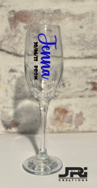 Vinyl Flute/ Champagne Prom Glass Name Date
