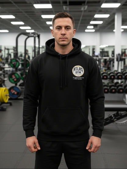 🏋️‍♂️ **New Atlas Gym** 🏋️‍♂️Official Merchandise Soft Cotton 280GSM Gym Hoodie ( Black )