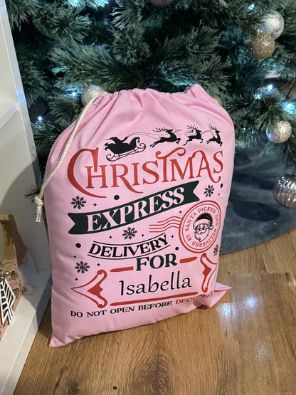 🎅Personalised Large Christmas Express Delivery Bag Sack 38x49cm
