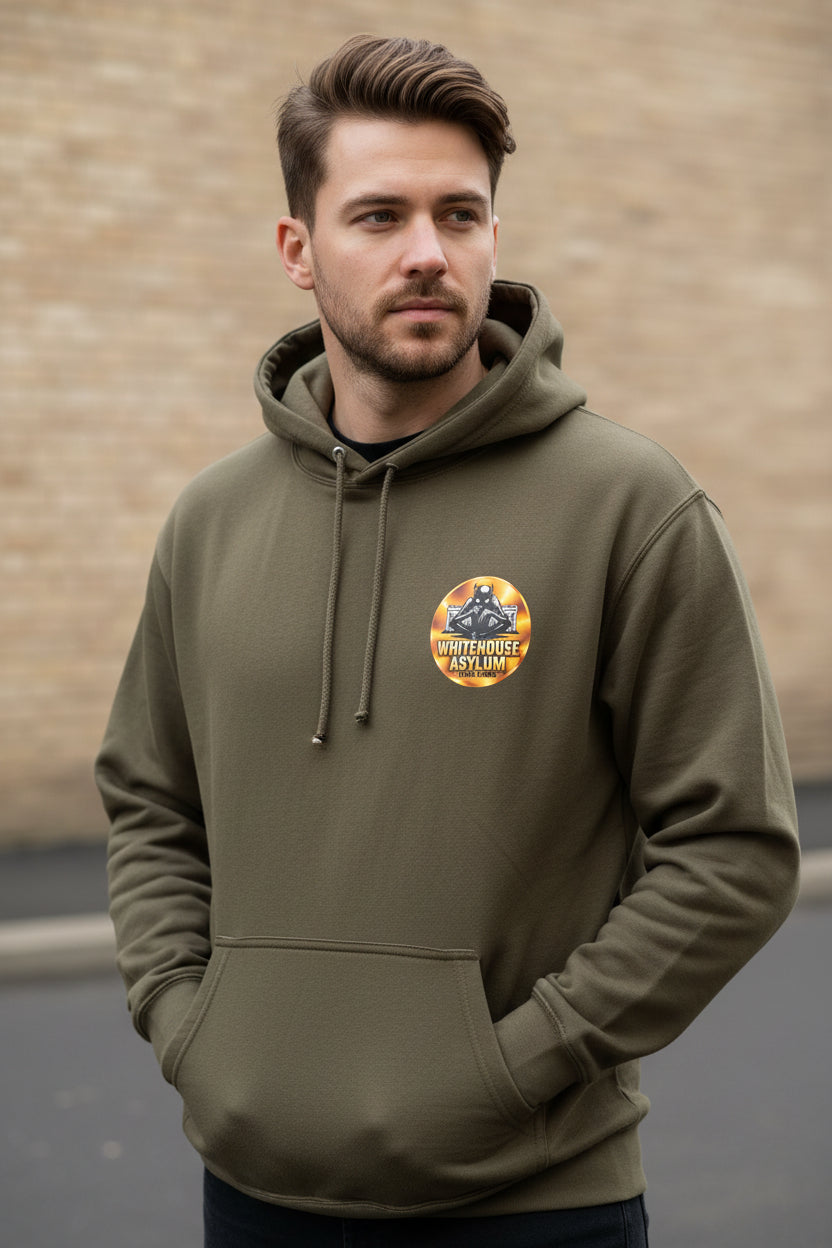 Official Whitehouse Asylum Tattoos Merchandise Hoodie Limited Edition Olive & Gold
