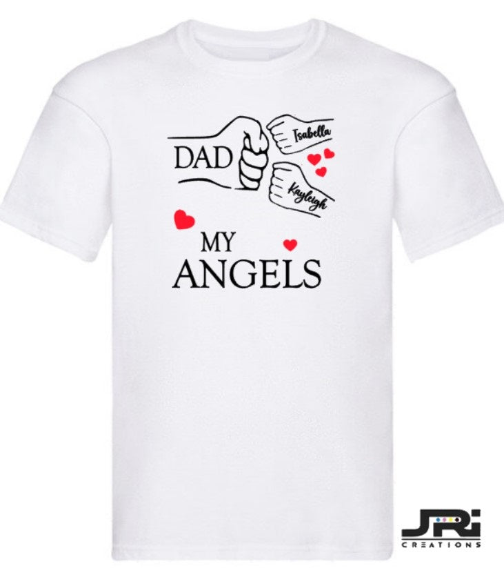 Personalised Kids/Adult Fist Pump My Angels T-Shirts Father's Day