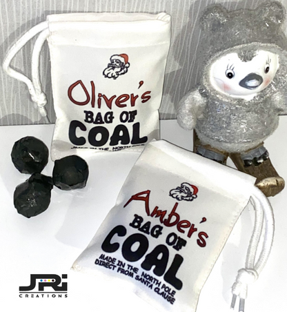Printed Christmas Mini Stuff Bag Of Coal Drawstring Sack