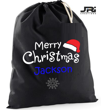 Personalised Large Merry Christmas Sack 38x49cm