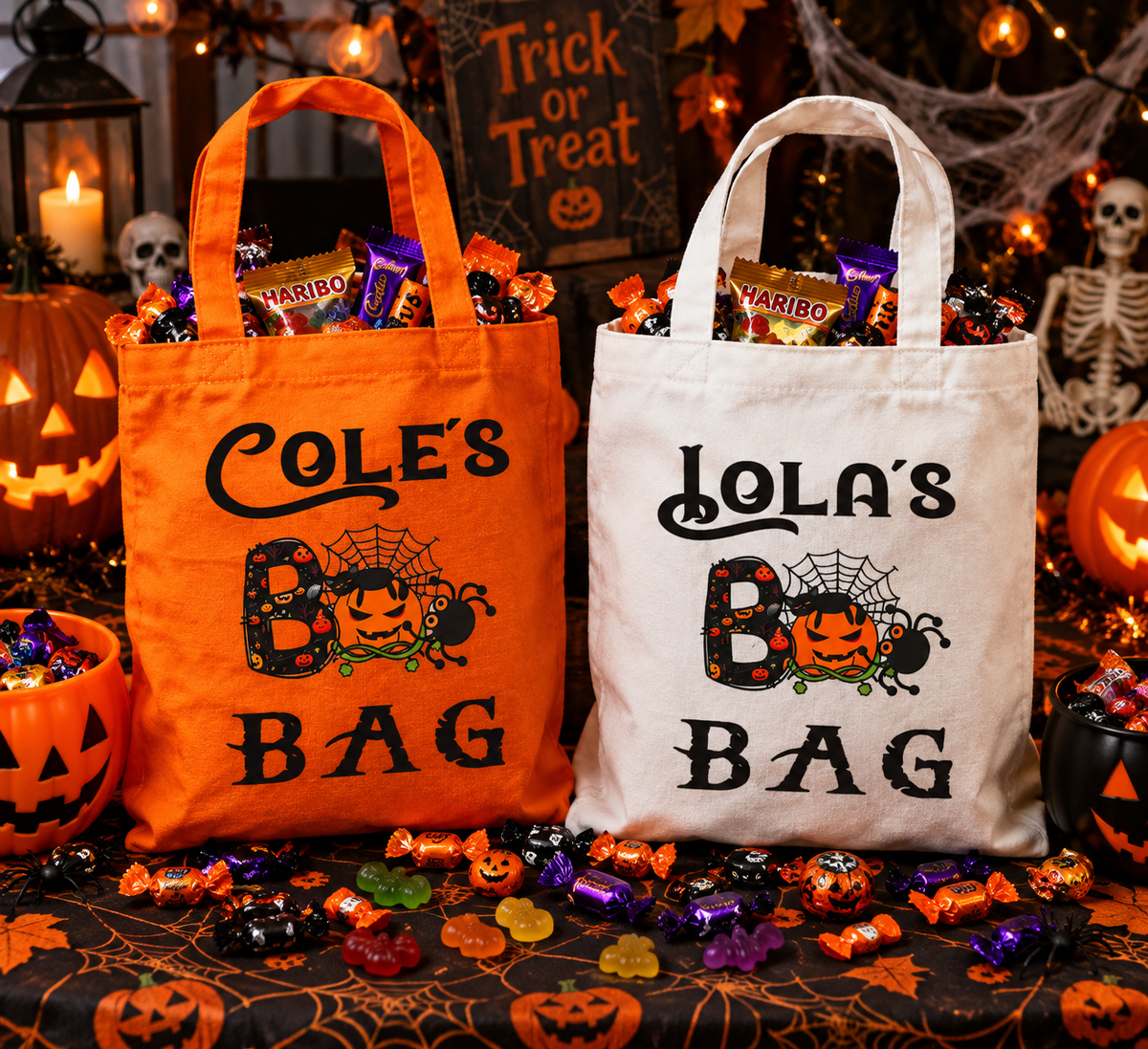 👻 A4 Halloween Boo! Bag ( 32cm Bag For Life ) Orange - White